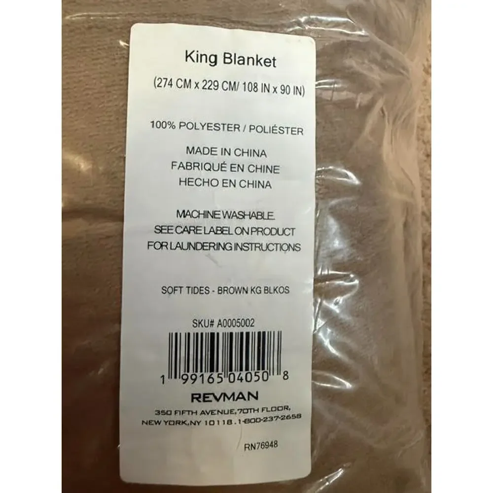 Nautica Soft Tides King Blanket Brown Ultra Plush Fleece 108x90 New